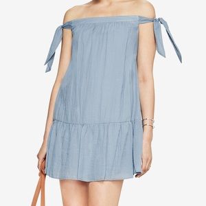 BCBGMAXAZRIA Beckie Off Shoulder Dress Blue